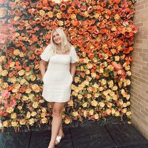 Abercrombie & Fitch Cream Puff-Sleeve Mini Dress